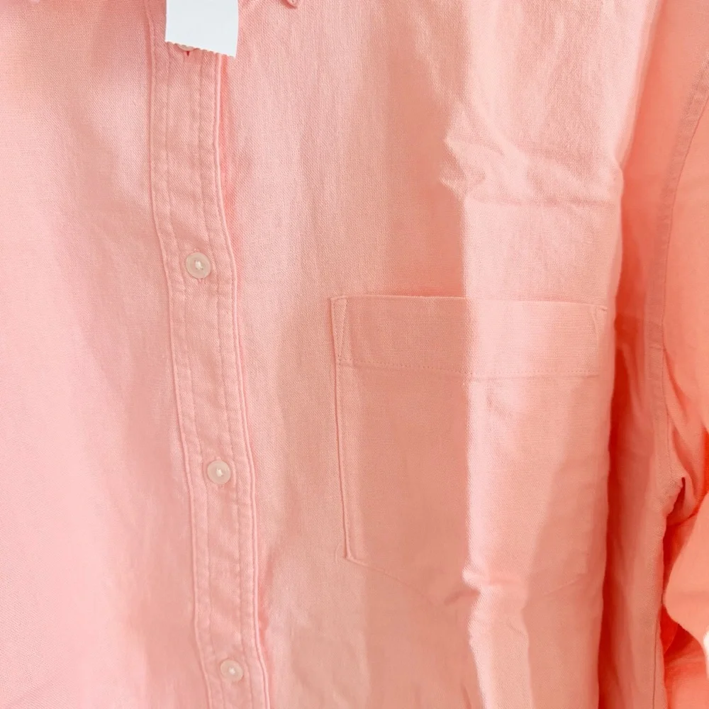 Cropped Banana Republic Salmon Linen Button Down Shirt - Picture 3 of 5